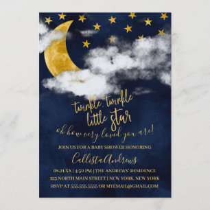 Invitación Twinkle Twinkle Little Star Cita Moon Baby Shower