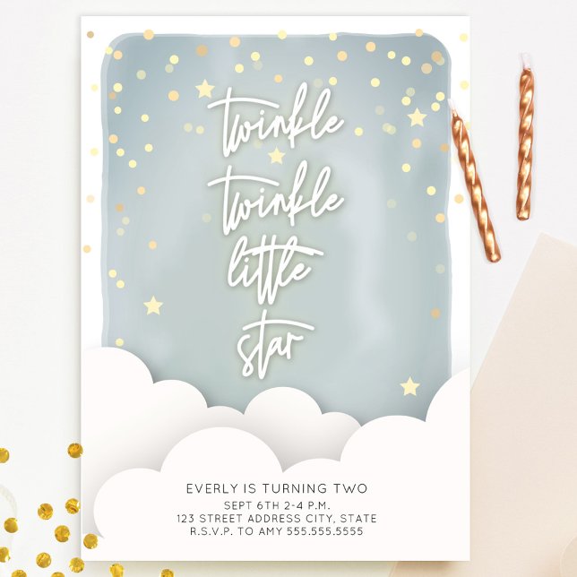 Invitación Twinkle Twinkle Little Star Clouds Cumpleaños (Subido por el creador)