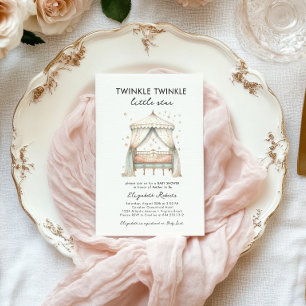 Invitación Twinkle Twinkle Little Star Elegant Baby Shower