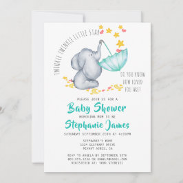 Invitación Twinkle Twinkle Little Star Elephant Baby Shower