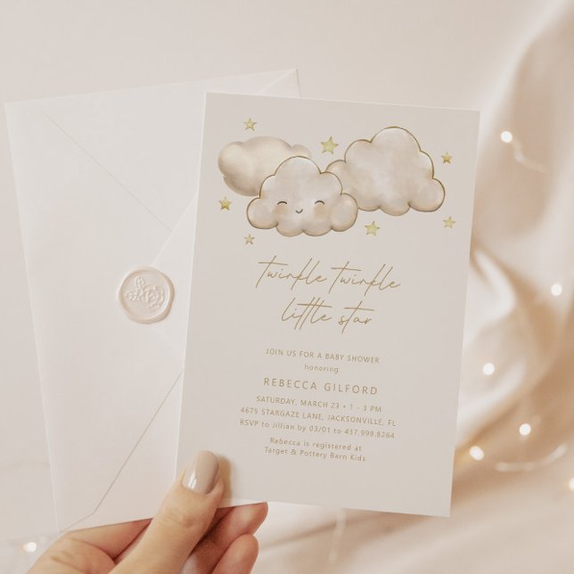 Invitación Twinkle Twinkle Little Star Ivory Baby Shower (Subido por el creador)