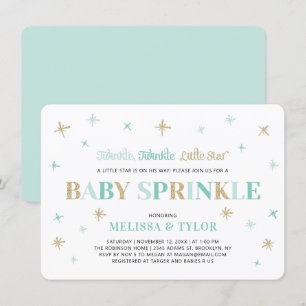 Invitación Twinkle Twinkle Little Star Mint Boy Baby Sprinkle