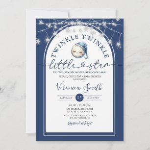 Invitación Twinkle Twinkle Little Star Moon Baby Shower Light