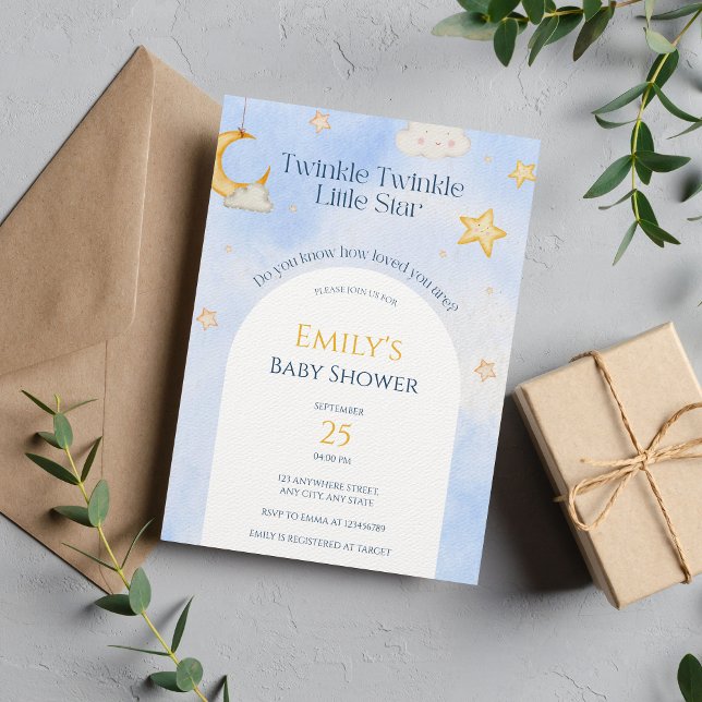Invitación Twinkle Twinkle Little Star Moon Cloud Baby Shower (Subido por el creador)