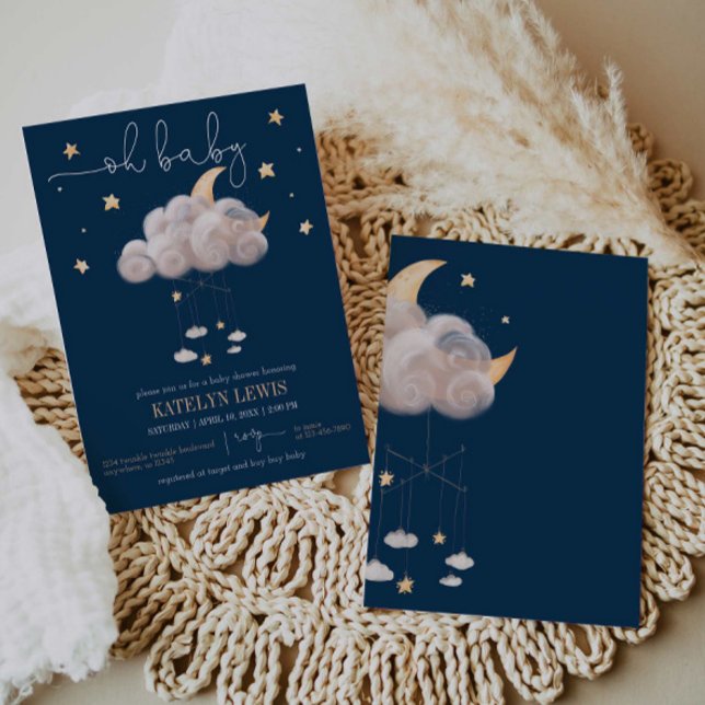 Invitación Twinkle Twinkle Little Star Navy Baby Shower (Subido por el creador)