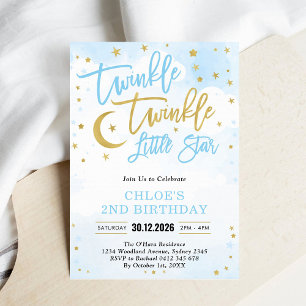 Invitación Twinkle Twinkle Little Star Niño Cumpleaños Azul