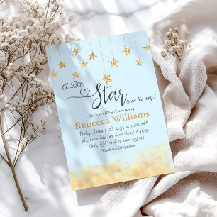 Invitación Twinkle Twinkle Little Star Nube Azul Baby Shower