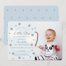 Invitación Twinkle Twinkle Little Star Photo Blue Birday