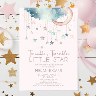 Invitación Twinkle Twinkle Little Star Pink Baby Shower