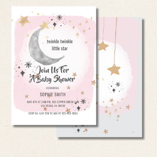 Invitación Twinkle Twinkle Little Star Pink Water Splash