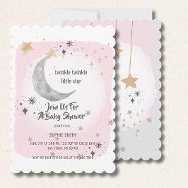 Invitación Twinkle Twinkle Little Star Pink Watercolor