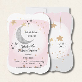 Invitación Twinkle Twinkle Little Star Pink Watercolor