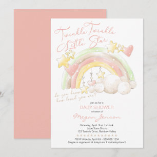 Invitación Twinkle Twinkle Little Star Rainbow Baby Shower