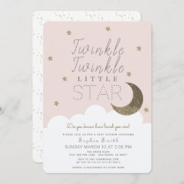 Invitación Twinkle Twinkle Little Star Rubor Pink Baby Shower