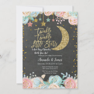 Invitación Twinkle Twinkle Little Star Twin Baby Shower