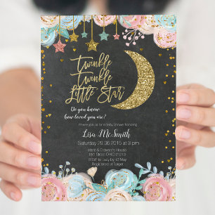 Invitación Twinkle Twinkle Little Star Twin Baby Shower