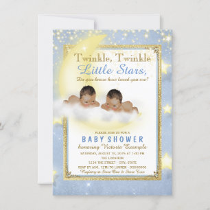 Invitación Twinkle Twinkle Little Star Twin Boy Baby Shower I