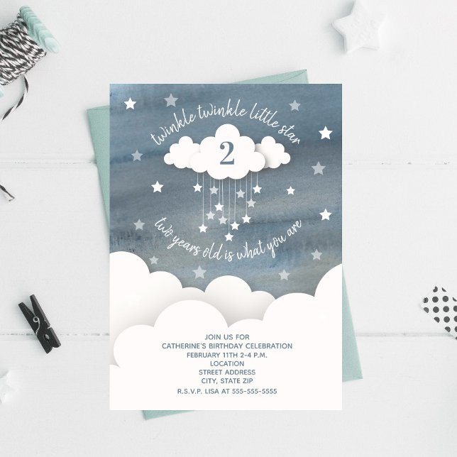 Invitación Twinkle Twinkle Little Star Watercolor Cumpleaños (Subido por el creador)