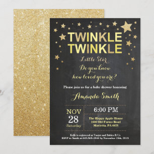 Invitación Twinkle Twinkle Little Star Yellow Baby Shower