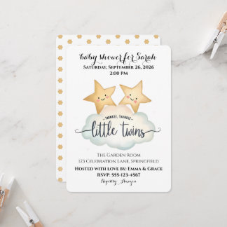 Invitación Twinkle, Twinkle Little Twins Baby Shower