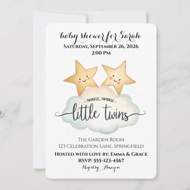 Invitación Twinkle, Twinkle Little Twins Invitati (Anverso)