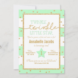 Invitación Twinkle Twinkle Mint and Gold Birthday Invitation