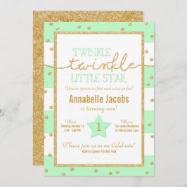 Invitación Twinkle Twinkle Mint and Gold Birthday Invitation