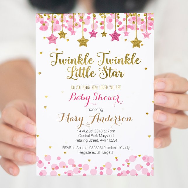 Invitación Twinkle Twinkle Pequeña Estrella Baby Shower Invit (Subido por el creador)
