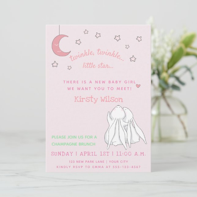 Invitación Twinkle twinkle pequeña estrella Conoce y saluda a (Anverso de pie)