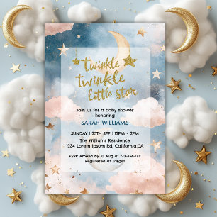 Invitación Twinkle twinkle pequeña estrella de género ducha b