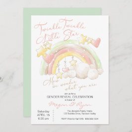 Invitación Twinkle Twinkle Pequeña Estrella del Arcoiris Reve