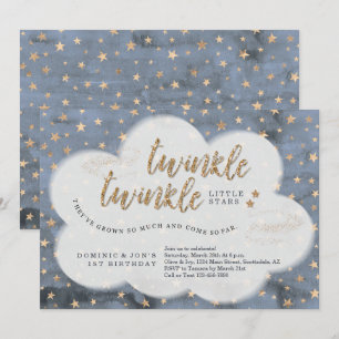 Invitación Twinkle Twinkle Pequeña Estrella Dos Niños Primer