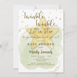 Invitación Twinkle Twinkle Pequeña Estrella Ducha Género Neut