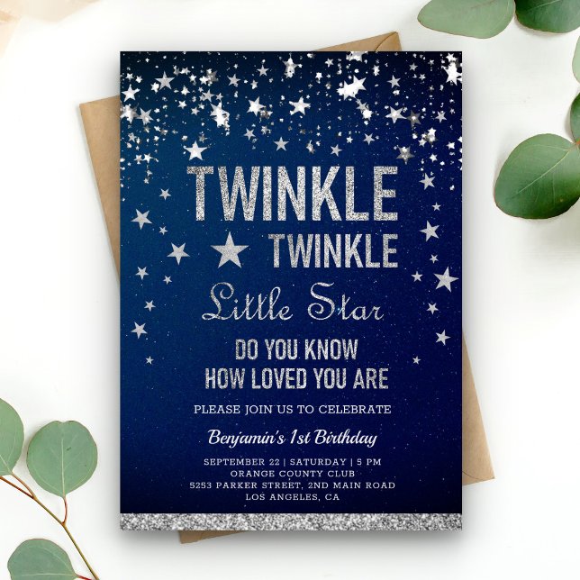 Invitación Twinkle Twinkle Pequeña Estrella Fiesta de cumplea (Subido por el creador)