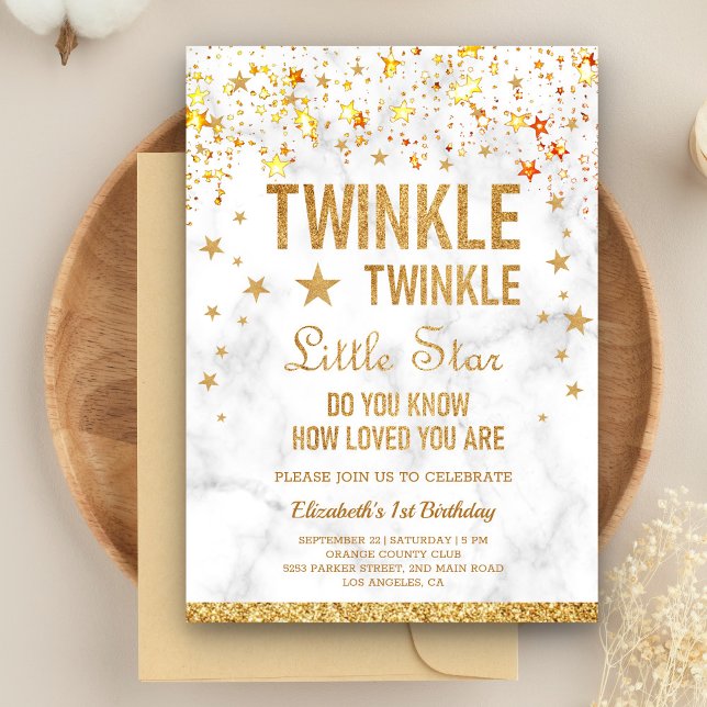 Invitación Twinkle Twinkle Pequeña Estrella Fiesta de cumplea (Subido por el creador)