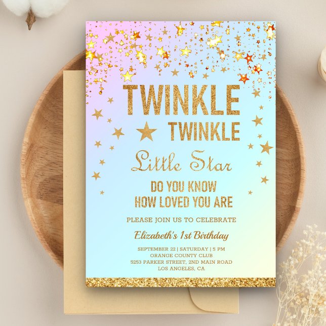 Invitación Twinkle Twinkle Pequeña Estrella Fiesta de cumplea (Subido por el creador)