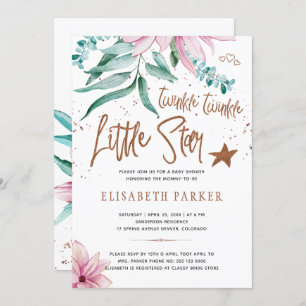 Invitación Twinkle twinkle pequeña estrella floral ducha bebé