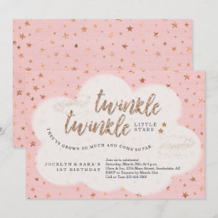 Invitación Twinkle Twinkle Pequeña Estrella gemela Chica prim