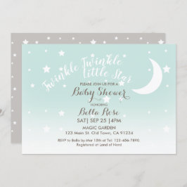 Invitación Twinkle twinkle pequeña estrella menta bebé ducha