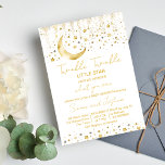 Invitación Twinkle twinkle pequeña estrella pequeña ducha beb<br><div class="desc">Twinkle twinkle pequeña estrella pequeña ducha de bebé oro y plantilla de invitación purpurina descarga instantánea. Estrellas de oro y espolvorines de luna creciente dorada simple,  fuente de oro</div>