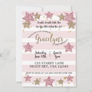 Invitación Twinkle Twinkle Pequeña Estrella Primer Cumpleaños