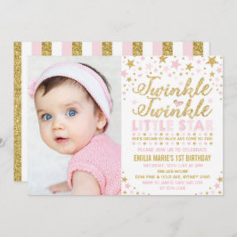 Invitación Twinkle Twinkle Pequeña Estrella Primer Cumpleaños