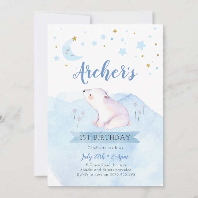 Invitación Twinkle twinkle pequeña estrella primer cumpleaños (Anverso)