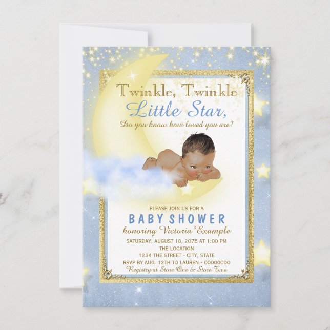 Invitación Twinkle Twinkle Pequeño Estrella de la Etnia Baby  (Anverso)