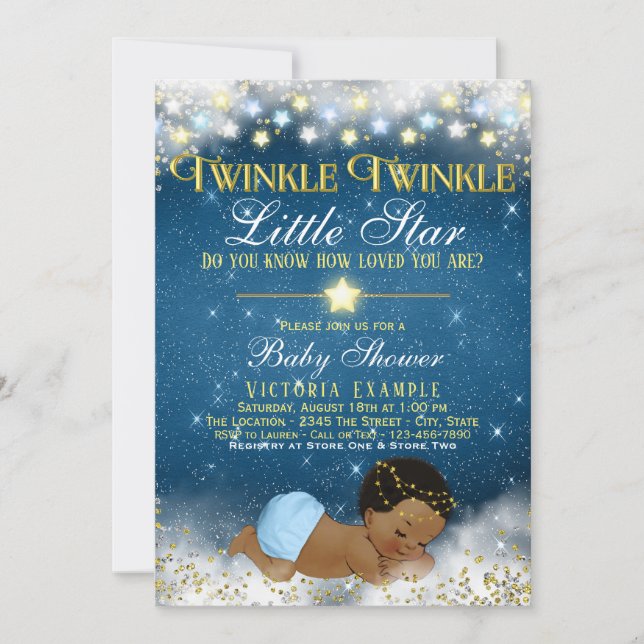 Invitación Twinkle Twinkle Pequeño Estrella de la Etnia Baby  (Anverso)