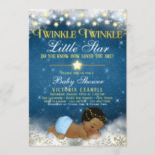 Invitación Twinkle Twinkle Pequeño Estrella de la Etnia Baby