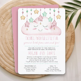 Invitación Twinkle Twinkle Poem Chica Baby Shower por correo