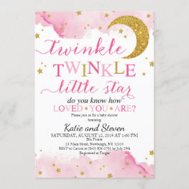 Invitación Twinkle Twinkle (rosa y oro) Baby Shower