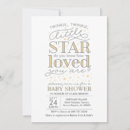 Invitación Twinkle Twinkle Star Tema Baby Shower amarillo
