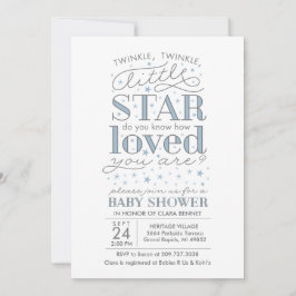 Invitación Twinkle Twinkle Star Tema Baby Shower Blue
